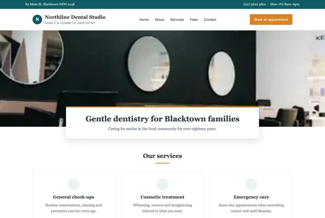 Desktop audit capture of Northline Dental Studio